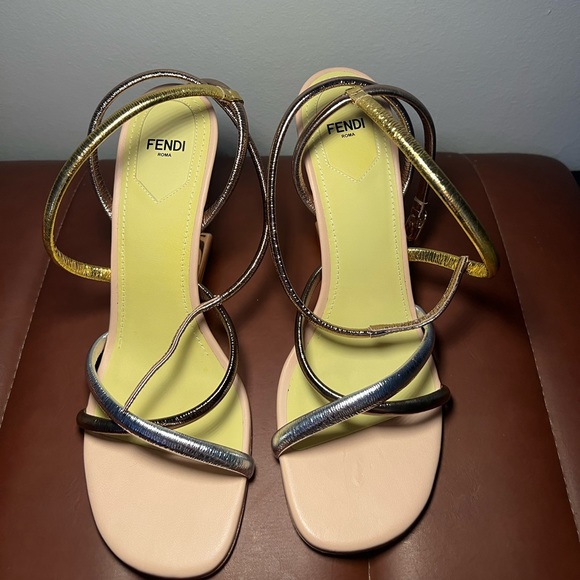 ***SOLD*** Fendi Metallic Colorblock Sandals - Picture 3 of 4